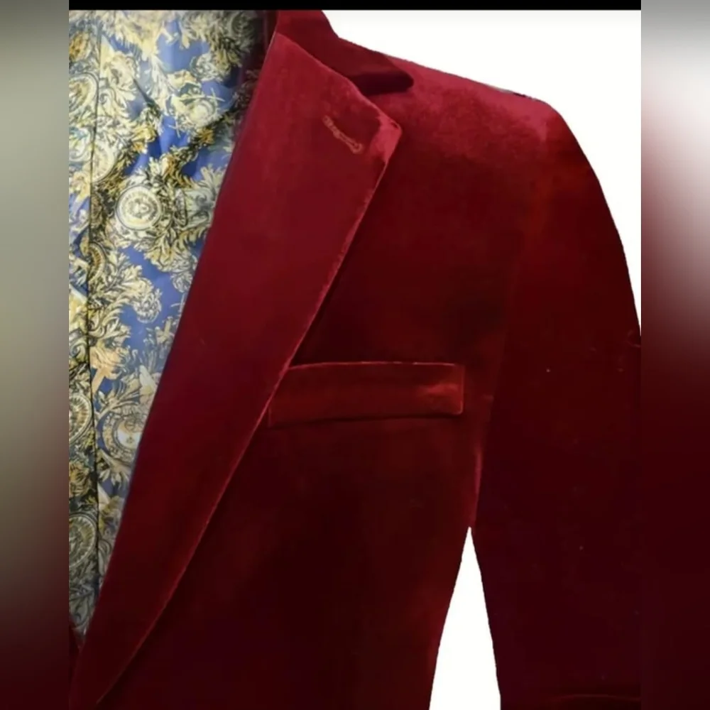 NEW Elegant BURGUNDY Velvet Blazer JACKET AND SLIP ON MATCHING SHOES SIZE 10